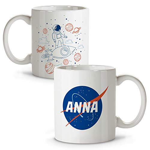 Taza NASA Personalizada con Nombre/Texto. Regalos Frikis Personalizados. Tazas Personalizadas de Cerámica. Varios Diseños y Colores de Interior. NASA