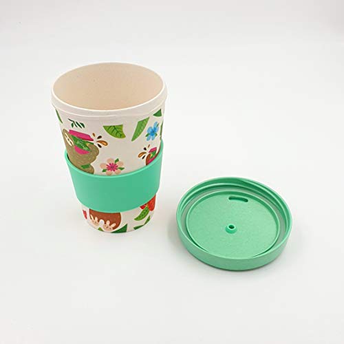 Taza para café de Fibra de bambú (Taza de café ecológica Reutilizable 420 ml, Hecha con Fibra de bambú Natural orgánica) (Verde)