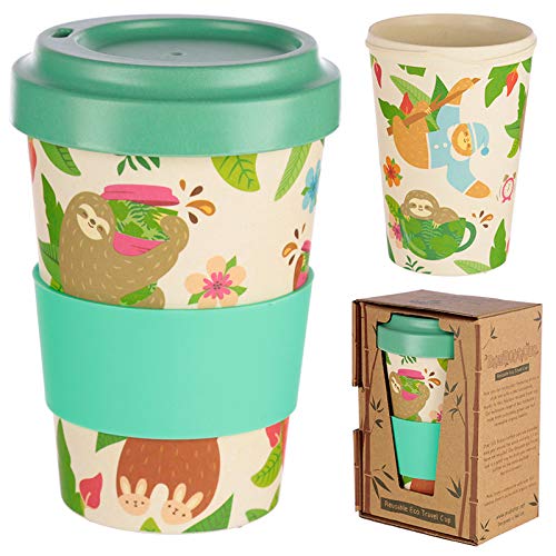 Taza para café de Fibra de bambú (Taza de café ecológica Reutilizable 420 ml, Hecha con Fibra de bambú Natural orgánica) (Verde)