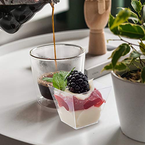 Tazas de postre Tosnail cuadradas de plástico transparente de 103,5 ml, paquete de 80