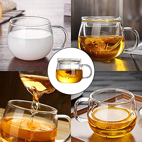 Tazas de Te Taza Cristal Con Infusor, aza de te flores sin plomo de alto silicio con filtro adecuado para té, café, leche, (350 ml)