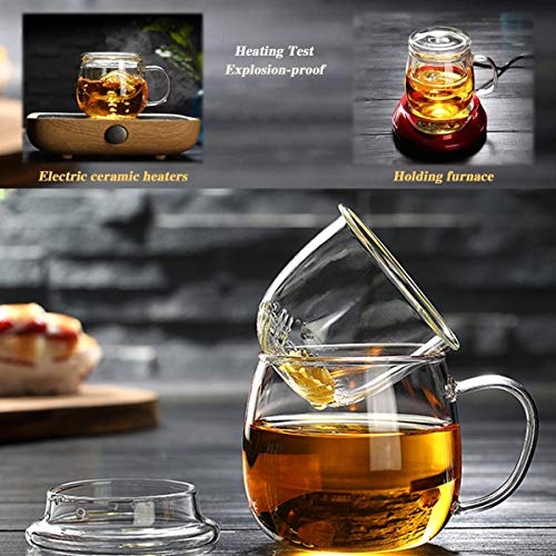 Tazas de Te Taza Cristal Con Infusor, aza de te flores sin plomo de alto silicio con filtro adecuado para té, café, leche, (350 ml)