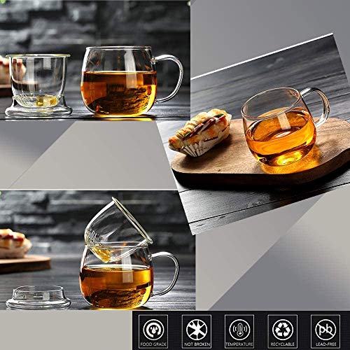 Tazas de Te Taza Cristal Con Infusor, aza de te flores sin plomo de alto silicio con filtro adecuado para té, café, leche, (350 ml)