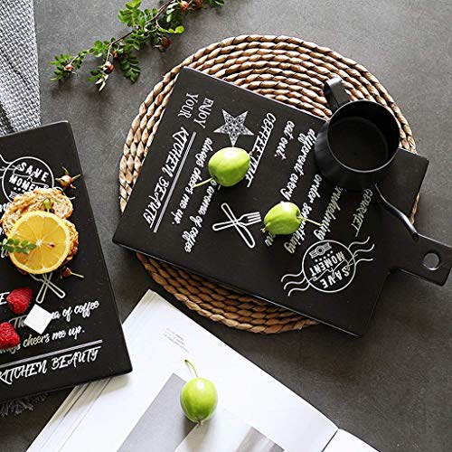 Tazón Creativa americana Inglés Carta Cerámica cortar el pan desayuno placa plana de la correa Snack-Bandeja de horno, filete plato Placa de ensalada del plato Barbacoa, Carta rectangular Negro con la