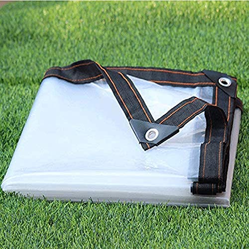 TCLZXF Lona Impermeable Transparente, Al Desgarro Duradera con Ojales para Muebles, Jardín, Piscina para Cubrir Barcos, Caravanas, Protección Rayos UV, 110G/Mq, 0.12Mm,4x7m/13x23ft