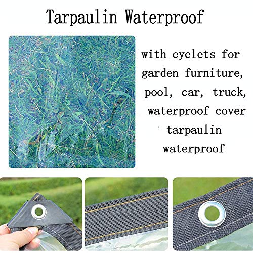 TCLZXF Lona Impermeable Transparente, Al Desgarro Duradera con Ojales para Muebles, Jardín, Piscina para Cubrir Barcos, Caravanas, Protección Rayos UV, 110G/Mq, 0.12Mm,4x7m/13x23ft