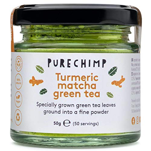 Té Verde De Cúrcuma Matcha | Tarro De 50g Marca Purechimp | Para Lattes de Matcha | Libre de Pesticidas