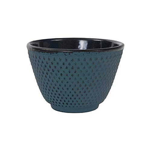 Tealøv Tazas Hierro Fundido 120 ml - Juego de 2 Tazas de Té de Hierro Fundido - con Interior Totalmente Esmaltado - Mantiene el Té Caliente - Diseño Fino de Estilo Japonés (Azul)