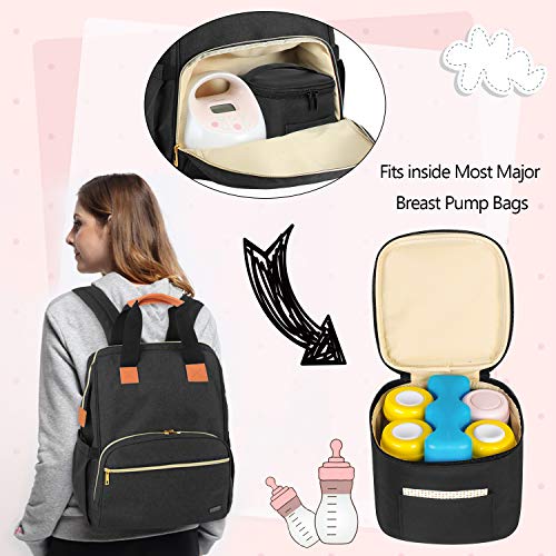 Teamoy Bolso Isotérmica para Biberón, Bolsa para Refrigeramiento de Leche Materna para bloque de frío y 4 biberones de 150 ml, Negro