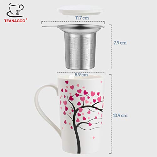 TEANAGOO M58-13 Taza de té de cerámica M58-13 con infusor y tapa, 18 oz, gerbera, bonito regalo para los amantes del té