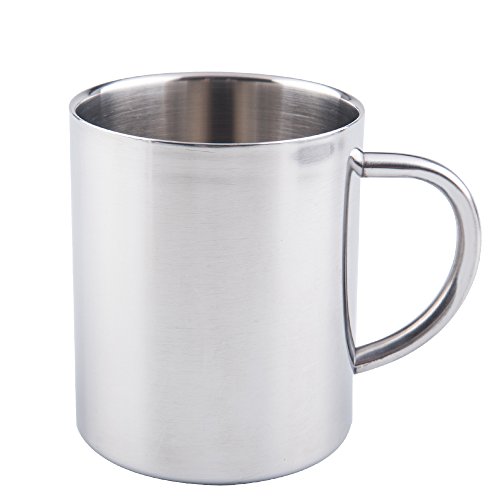 Tebery 2 x Taza de acero inoxidable Milestone Camping - Plata, 0,3 litros