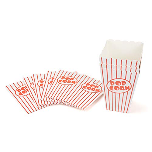 Tebery 48 Pcs Cine pequeñas Cajas de Palomitas de maíz – Papel Cajas de Palomitas de Rayas Rojo y Blanco miden: 16 x 10 x 7 cm