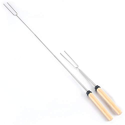 Tebery Tenedor de Acero Inoxidable para Asar malvaviscos telescópicos, con Mango de Madera, 8 Unidades, 81 cm