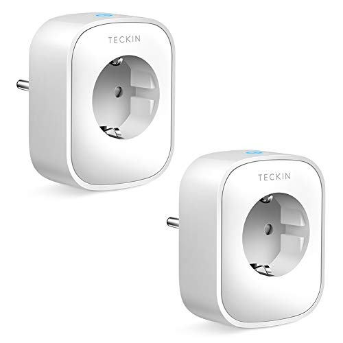 TECKIN Enchufe Inteligente, 16A 3680W Enchufe WiFi Con Monitor de Energía, Compatible con Alexa & Google Home, Enchufe con Control Remoto y Función de Temporizado, Enchufes Inteligentes 2 Packs