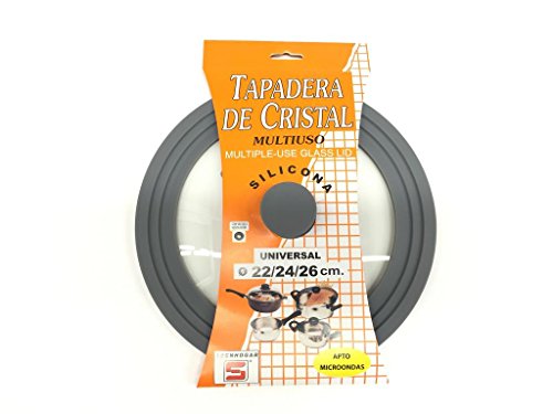 Tecnhogar - Tapa Universal Cristal Silicona 22/24/26 Cm Apta para Microondas