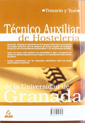 Tecnico auxiliar de hosteleria de la universidad de granada. Temario y test