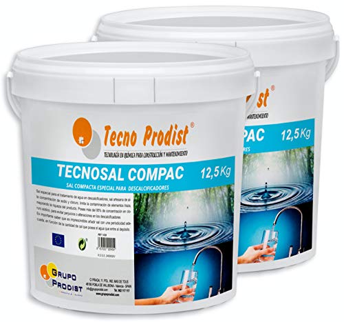 Tecno Prodist TECNOSAL - Sal compacta Especial para descalcificadores - Pack 2 Cubos de 12,5 kg Fácil Aplicación