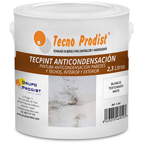 TECPINT ANTICONDENSACIÓN de Tecno Prodist - (2,3 Litros) - Pintura Anti-condensación y Anti-moho al Agua para Interior y Exterior - Paredes y Techos - Gran cubrición - Fácil Aplicación - (BLANCO)