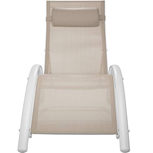 TecTake 800675 - Set de 2 Tumbonas, Impermeable, Incluye Reposacabezas, Respaldo Regulable en 5 Posiciones (Beige | No. 403065)