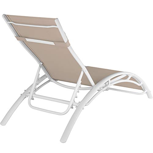 TecTake 800675 - Set de 2 Tumbonas, Impermeable, Incluye Reposacabezas, Respaldo Regulable en 5 Posiciones (Beige | No. 403065)