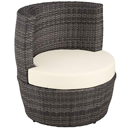 TecTake 800690 Conjunto de Muebles de Jardín de Poly Ratán y Aluminio, para 2 Personas, Almacenamiento Compacto en Forma de Huevo, 2 Sillones, 1 Mesa, 1 Florero (Gris | no. 403141)