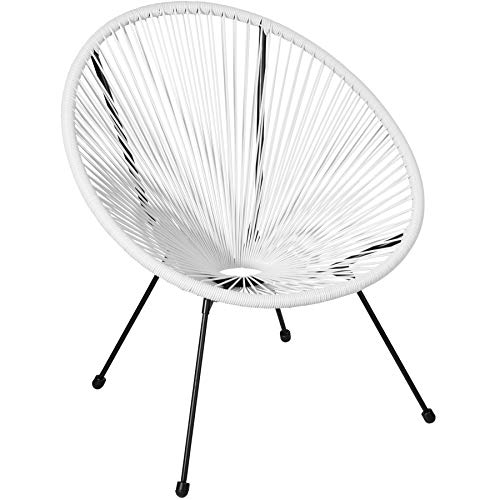 TecTake 800729 - Set 2X Sillas Acapulco, Sillones de Relax, Estilo Retro, Estructura de Acero, Ideal Patio Jardín Exterior Interior (Blanco | No. 403303)