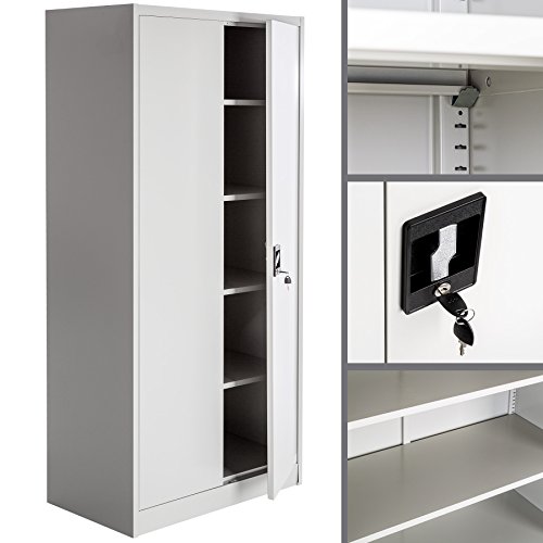 TecTake Armario archivador de Oficina metálico con 2 Puertas bloqueable e estantes - Varias tamaños - (180x90x40 cm | no. 402483)