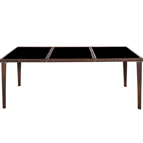 TecTake Conjunto muebles de jardín en aluminio y poly ratan 8+1 con set de fundas intercambiables + Protección contra lluvia - disponible en diferentes colores - (Negro-Marrón | No. 401162)