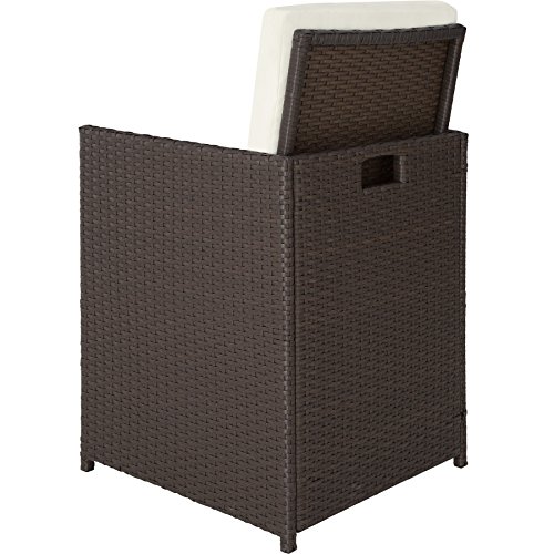 TecTake Conjunto muebles de jardín en ratán sintético comedor juego 4+4+1 + funda completa | tornillos de acero inoxidable - disponible en diferentes colores - (Antiguo | no. 4020827)