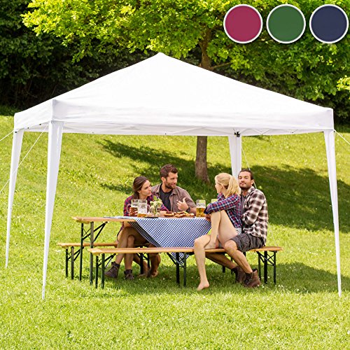 TecTake Gazebo Plegable jardín Fiesta Tienda de campaña Carpa pabellón 3x3 m con Funda de Transporte (Rojo | No. 401622)