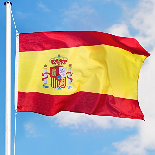 TecTake Mástil para bandera 6,25 m con bandera y cuerda palo asta aluminio - varios modelos - (España | no. 402848)