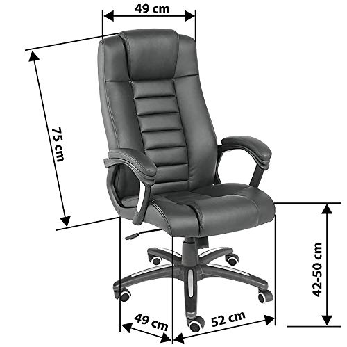 TecTake SILLA EJECUTIVA DE DISEÑO - SILLA GIRATORIA - SILLA DE OFICINA - SILLÓN cuero sintético