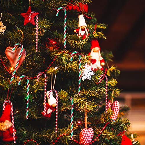 TecUnite 24 Piezas Bastones de Caramelos de Acrílico de Navidad Muleta de Juguete Torcido para Decoraciones Colgantes de Árbol de Navidad