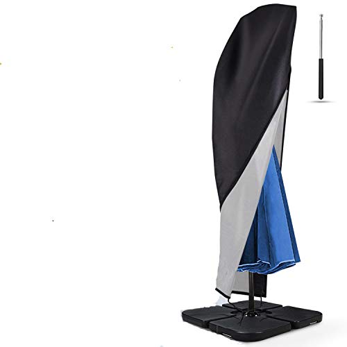 TEEHON Funda de Protección para Sombrilla, Funda Parasol con Barra Telescópica, Cubierta de Sombrilla 420D Oxford Resistente al Desgarro y Impermeable con Cremallera, Cordón y Bolsa de Almacenamiento