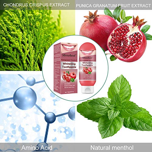 Teeth Whitening Toothpaste, Pasta Dental, Stain Removal Whitening Toothpaste, Pasta de dientes rica en frutas, Elimina las manchas y blanquea, Protege los dientes durante mucho tiempo