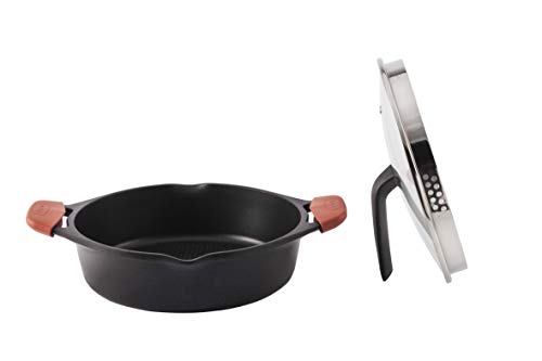 Tefal Aroma - Olla de 28 cm aluminio fundido y tapa, antiadherente revestimiento de titanio, con picos vertedores, apta para todo tipo de fuegos incluso inducción