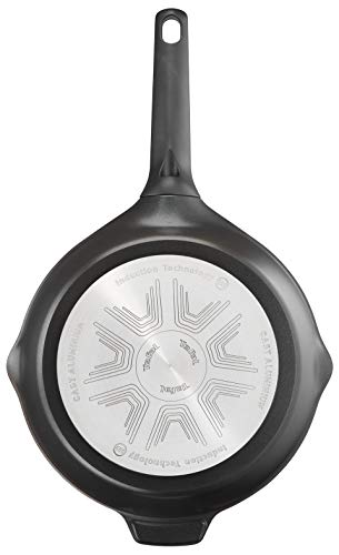 Tefal Aroma - Sartén de aluminio fundido 28 cm recubrimiento titanio antiadherente y thermosport, aptas para todo tipo de cocinas, base gruesa adecuada para inducción, picos vertedores y asas de apoyo