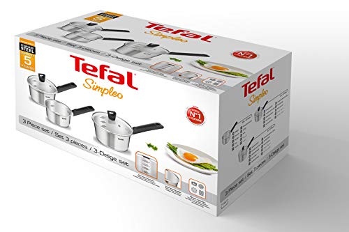 Tefal B905S344 Simpleo - Juego de ollas (acero inoxidable)