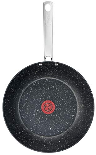 Tefal C6451942 - Sartén para wok (titanio, efecto piedra, 28 cm), color negro