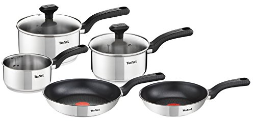 Tefal C972S544 Batería de Cocina, Acero Inoxidable, Plateado, 5 Piezas