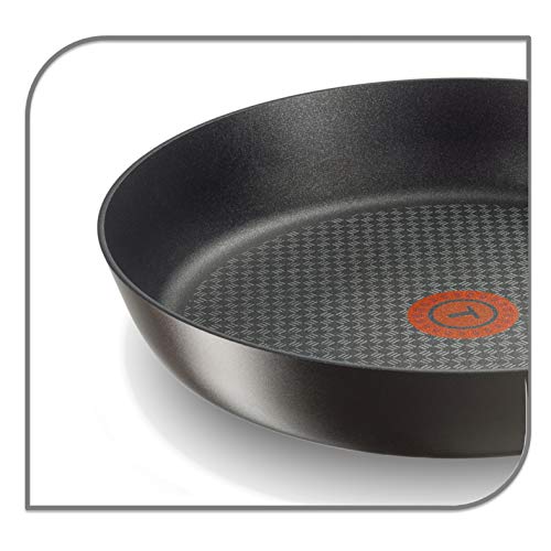 Tefal Chef Set 2 Sartenes 22/28cm antiadherente, apta para todas las cocinas incluida inducción, hasta175° C, Aluminio, Thermo-Spot, Steel, negro