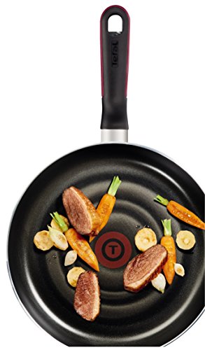 Tefal Comfort Grip - Sartén de aluminio de 24 cm con exterior negro esmaltado, antiadherente con extra de titanio, para todo tipo de cocinas (excepto inducción)