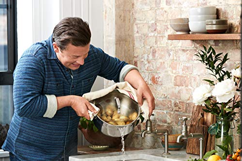 Tefal E494S7 Jamie Oliver - Batería de cocina (7 piezas, incluye 3 tapas de cristal, asas remachadas, compatible con todo tipo de fuegos, acero inoxidable)