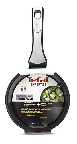 Tefal Expertise - Cazo de aluminio de 16 cm y 1.5 L de capacidad, antiadherente con extra de titanio, aptas para todo tipo de cocinas incluido inducción