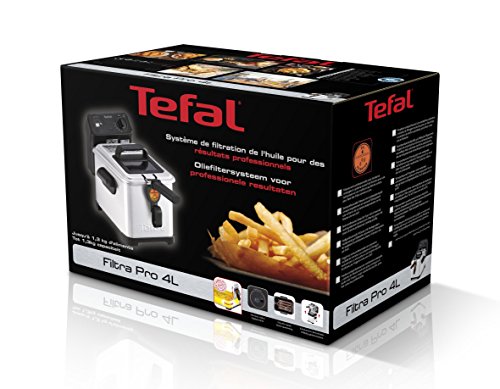 Tefal FR516070 Freidora Pro Premium Eco 4L Digital, sistema de filtrado, malla filtro, ventana cristal para ver la coción, fácil de usar y de limpiar, 2400 W, 4 litros, Negro, Acero Inoxidable