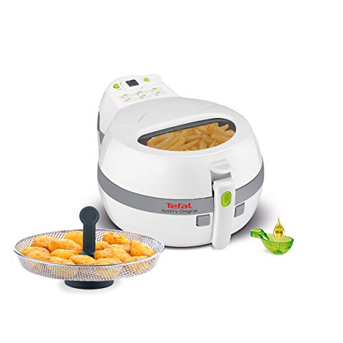 Tefal FZ7110 Actifry freidora de aire caliente con accesorios para snacks, 1 kg, 1400 W, color blanco/gris.