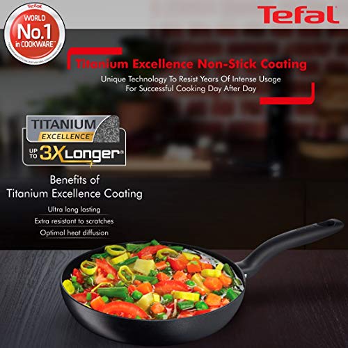 Tefal Hard Titanium+ C6950482 Sartén Multiuso Alrededor - Cacerola (Alrededor, Sartén Multiuso, Negro, Sin Recubrimiento, 175 °C, Aluminio)