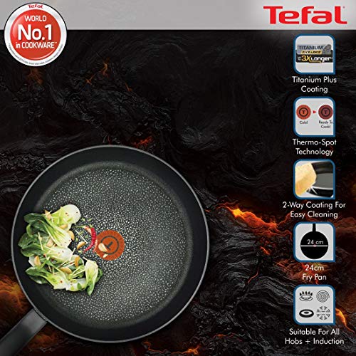 Tefal Hard Titanium+ C6950482 Sartén Multiuso Alrededor - Cacerola (Alrededor, Sartén Multiuso, Negro, Sin Recubrimiento, 175 °C, Aluminio)