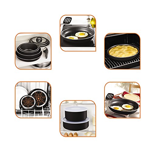 Tefal INGENIO ESSENTIAL - Juego de 3 sartenes 22/26 cm + sartén 24 cm, color negro L2007802