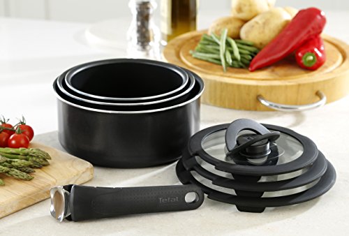 Tefal Ingenio Essential - Set de 7 ollas (con Tapas), Color Negro